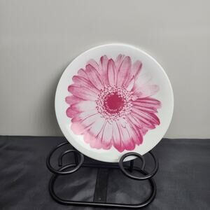 Vintage Hand Painted Pink Gerber Daisy Floral Dessert Plate 7" Round